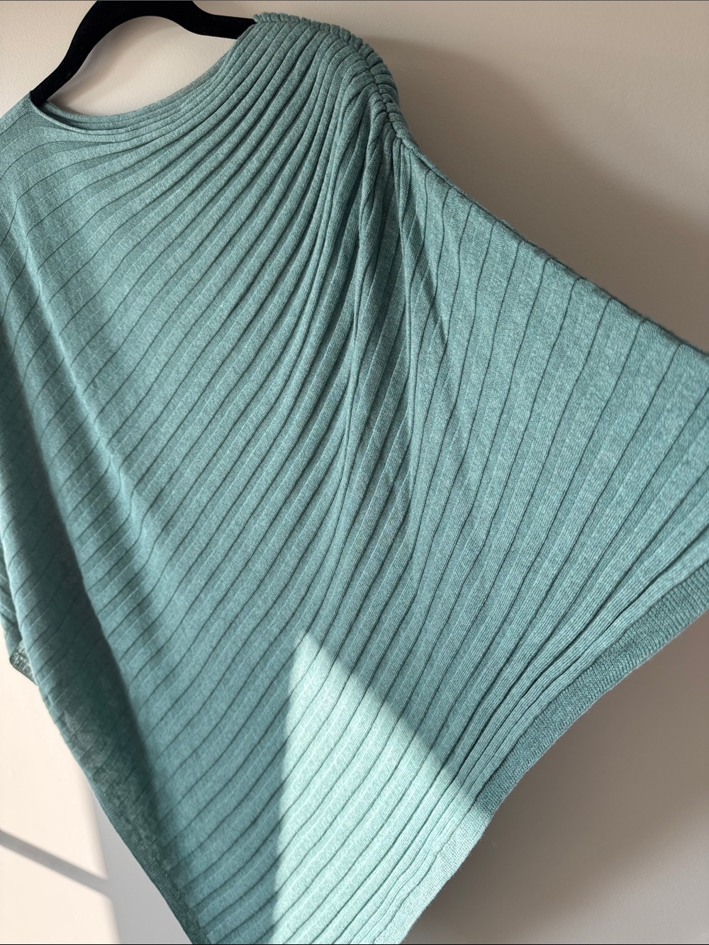 J. Jill Teal Ribbed Silk Cotton Knit Poncho - Picture 6 of 6